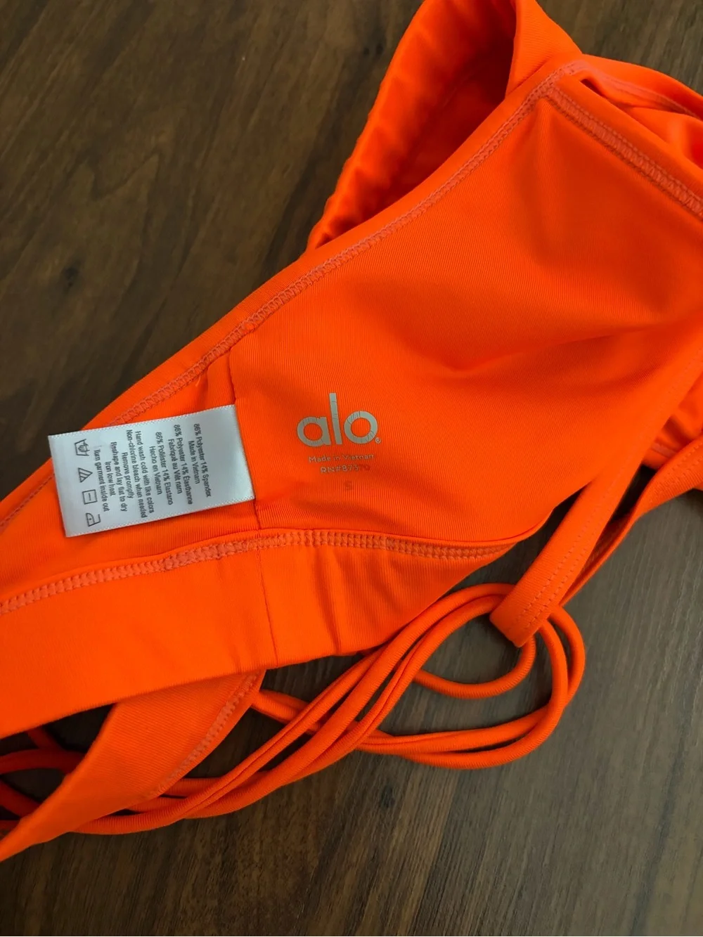ALO Yoga Strappy Orange Swim Bralette with Crisscross Back